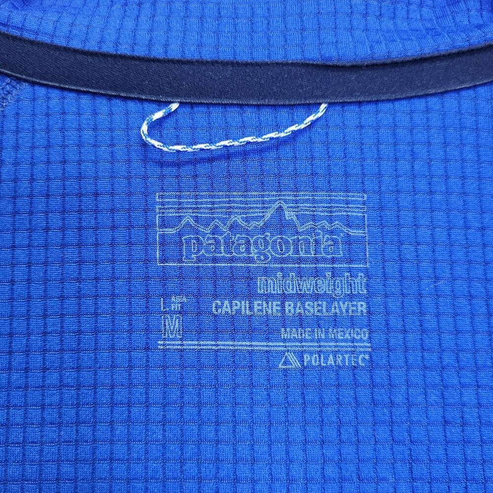 Patagonia Pullover Mens Medium Blue Capilene Midweight Baselayer Zip Polartec - Picture 8 of 11